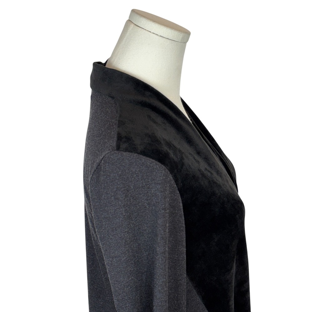 Alembika Velour & Knit Jersey V neck Long Sleeve Tunic Top Sz 1/Small Black - Picture 4 of 13